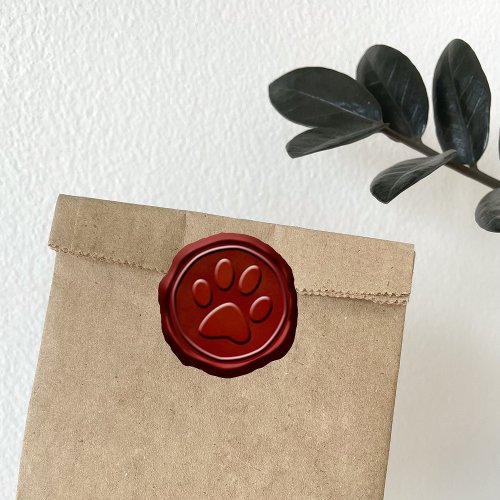 Wax Seal Red Paw Print Pet Symbol