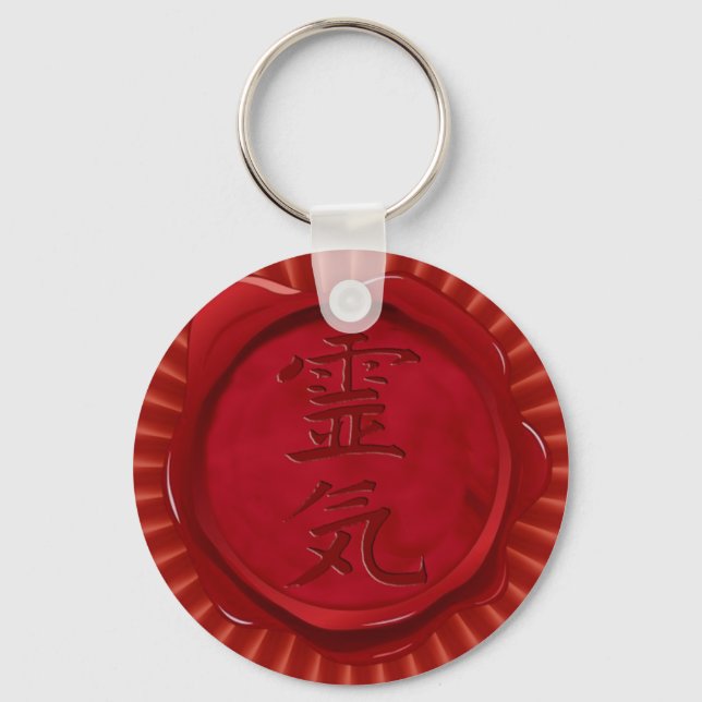 wax seal - REIKI | red flower Keychain (Front)