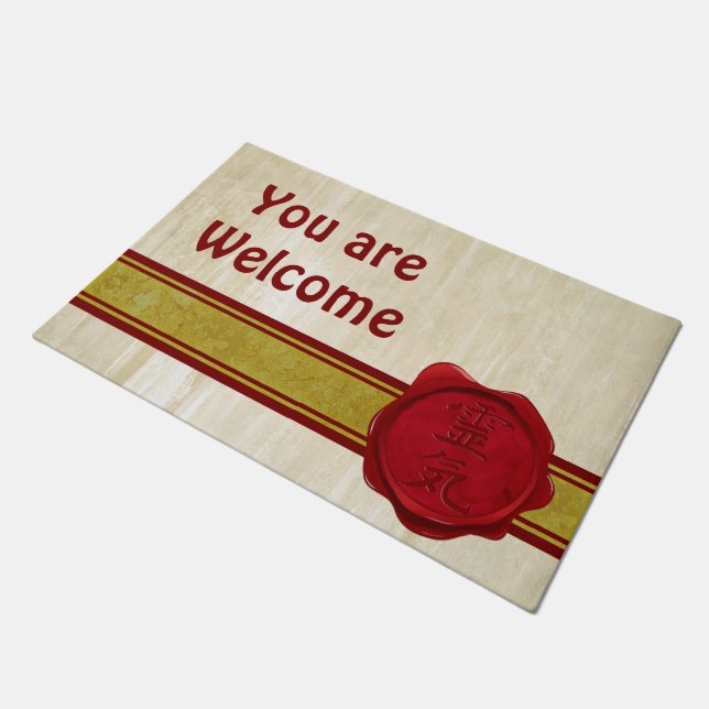 Wax Seal REIKI red + your backgr. & ideas Doormat (Angled)