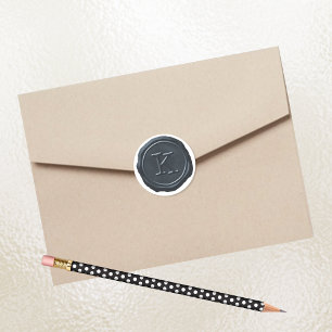 Wax Seal Silver Blue Monogram K Initial