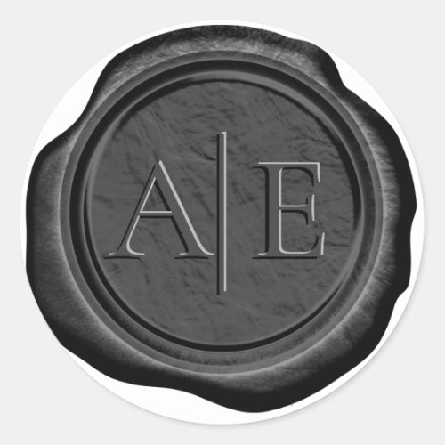 Wax Seal Wedding Accent Initials Black ID940