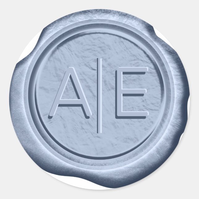 Wax Seal Wedding Accent Initials Cadet Blue ID515 (Front)