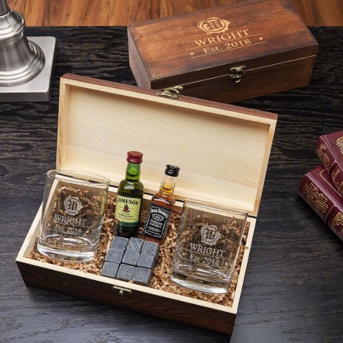 Wax Seal Whiskey Gift Box Set With Hip Flask