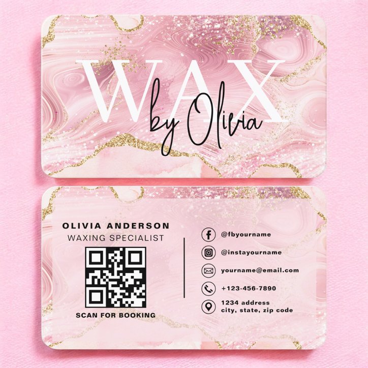Wax Specialist Esthetician Pink QR Code Business Card
