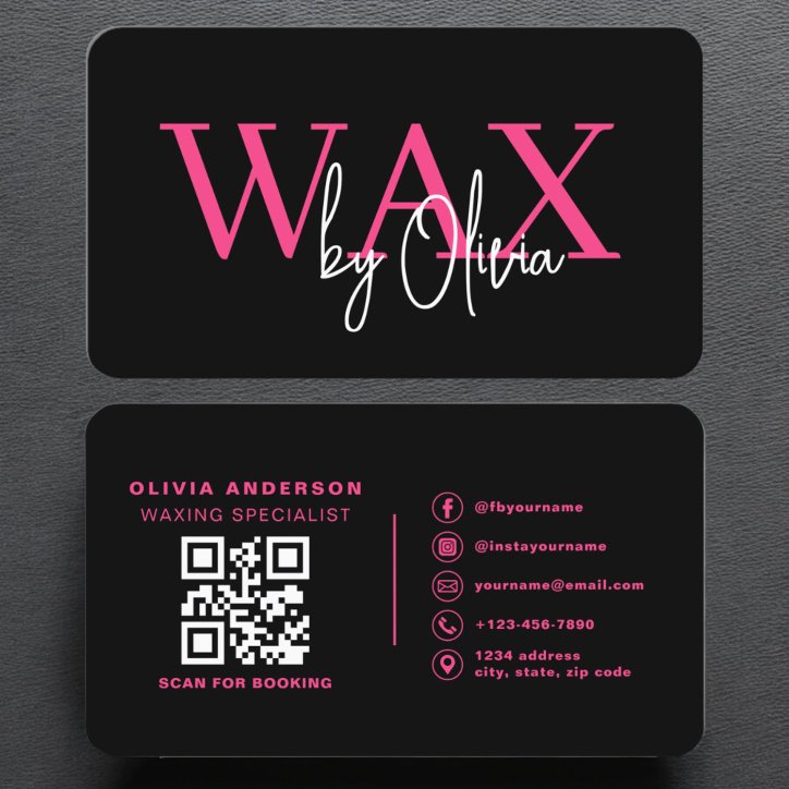 Wax Specialist Esthetician QR Code Hot Pink Business Card