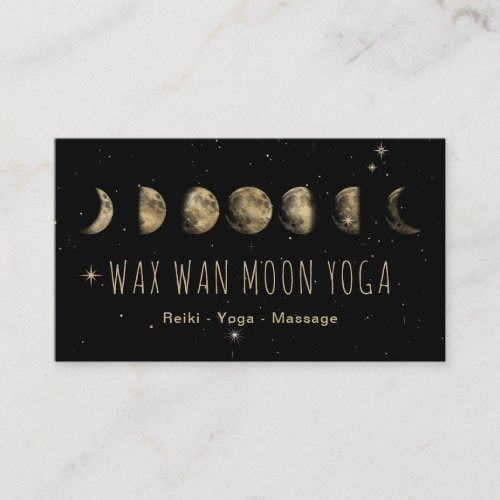  Wax Wan Stars GOLD MOON Lunar Phases Black Business Card