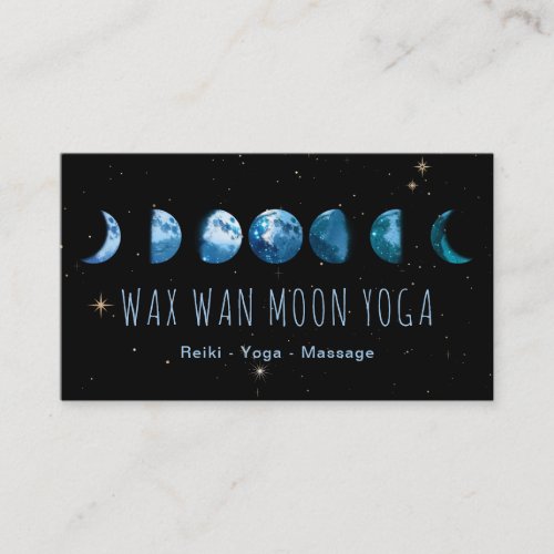  Wax Wan Stars TEAL BLUE Lunar Moon Phases Business Card