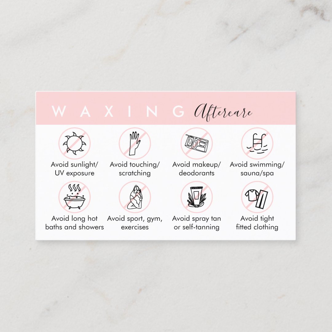 Waxing after care advices instructions business card Zazzle