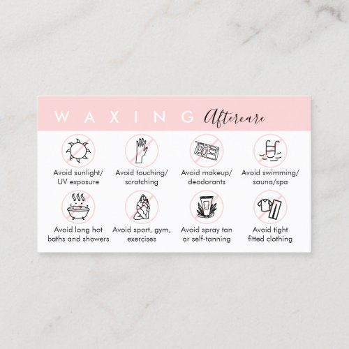 Waxing after care advices instructions business card