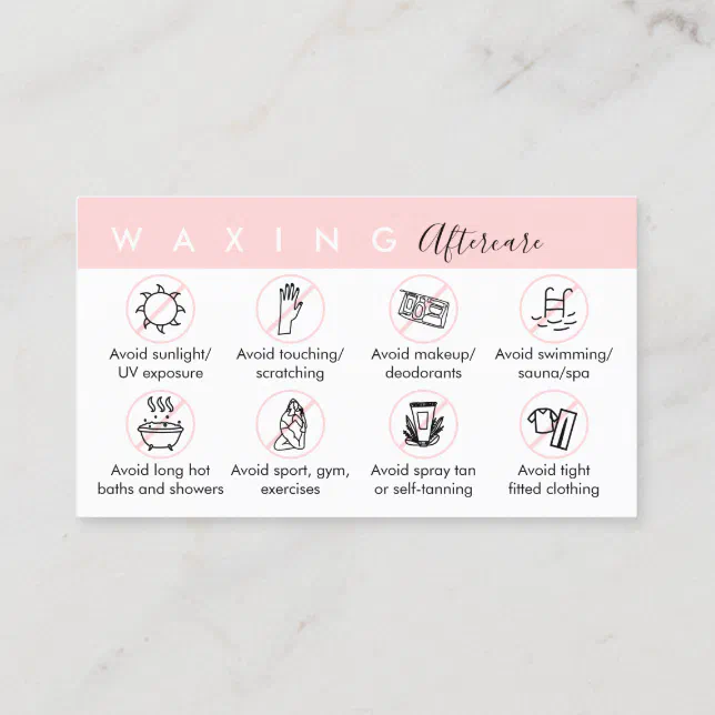 Waxing after care advices instructions business card | Zazzle