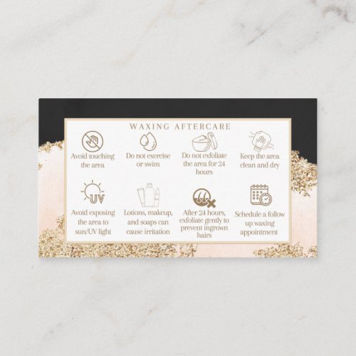 Waxing Aftercare Instruction Pink Black Gold Business Card