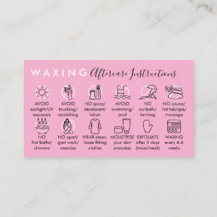 Waxing aftercare instructions business card
