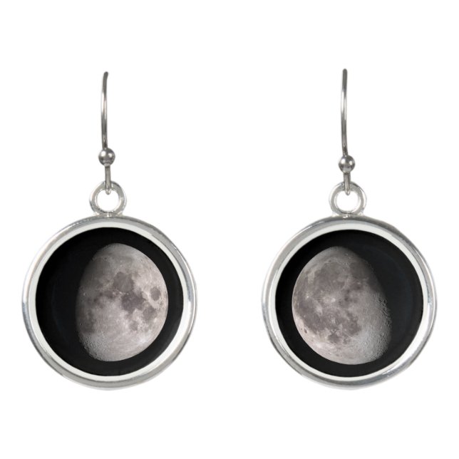 Waxing and waning gibbous moon earrings (Front)