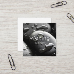 Waxing black square business card