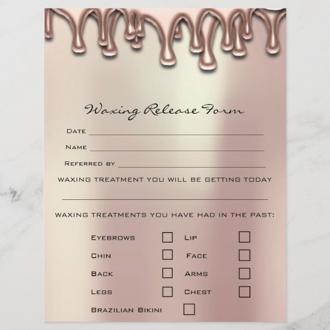 Waxing Depilation Liability Waiver Release Pearly Flyer (Front)