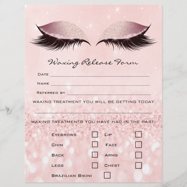Waxing Depilation Liability Waiver Release Pink Flyer (Front)