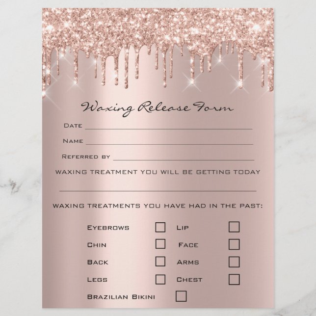 Waxing Depilation Liability Waiver Release Rose Flyer (Front)