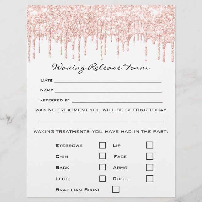 Waxing Depilation Liability Waiver Release White Flyer (Front)