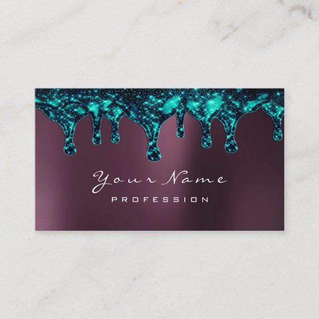 Waxing Epilation Depilation Nails Burgundy Teal Business Card (Front)