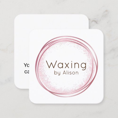 Waxing esthetician pink square business card