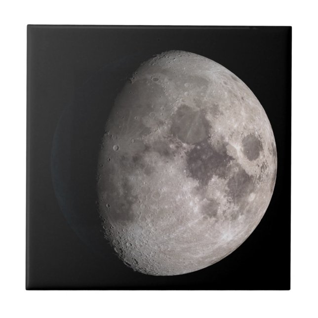 Waxing gibbous moon phase NASA images Ceramic Tile (Front)