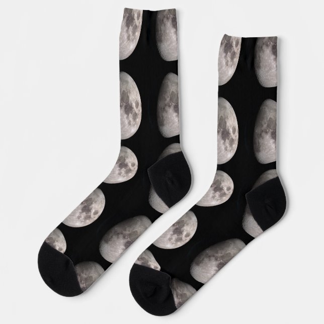 Waxing gibbous moon phase NASA images Socks (Left)