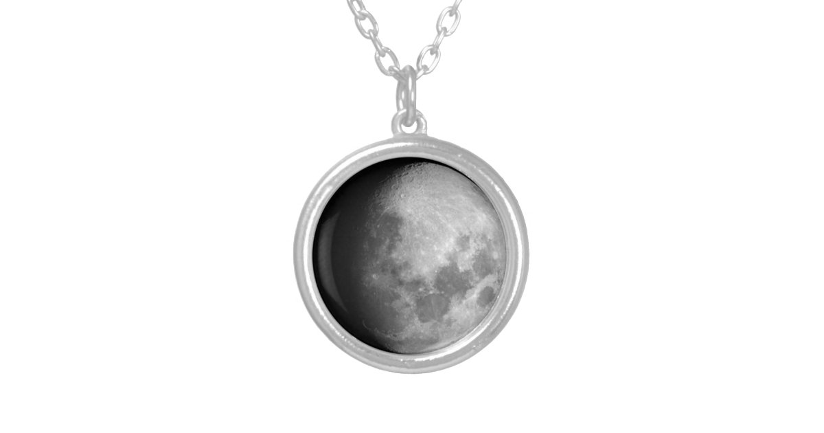 waxing Gibbous moon phase necklace Zazzle