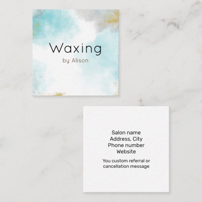Waxing green blue gold watercolour  square business card (Front/Back)