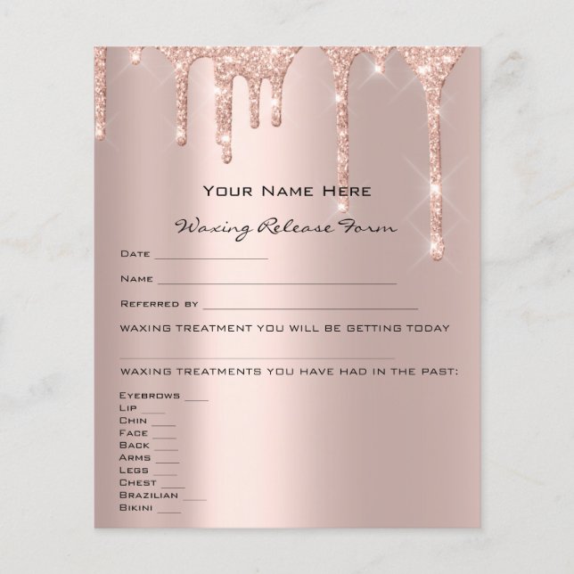 Waxing Liability Waiver Release Form Sparky Rose Flyer (Front)