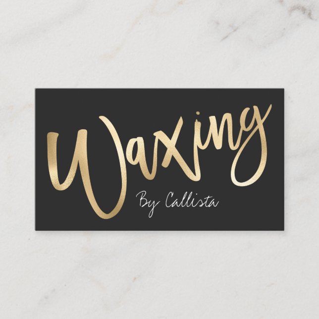 Waxing Simple Chic Gold Modern Typography Business Card (Front)