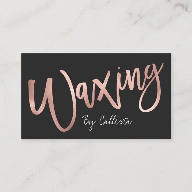 Waxing Simple Chic Rose Gold Modern Typography Business Card (Front)