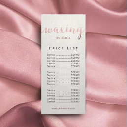 Waxing &amp; Threading Manicure Pedicure Price List Rack Card