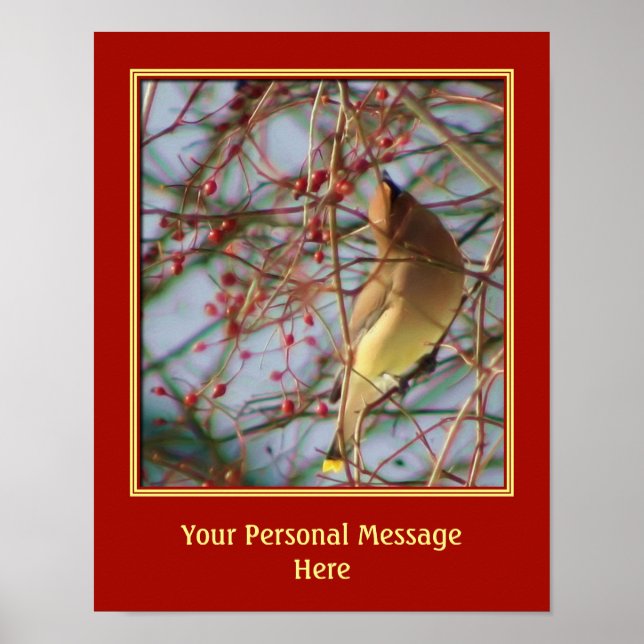 Waxwing Bird Art Create Your Own Personalized Poster (Front)