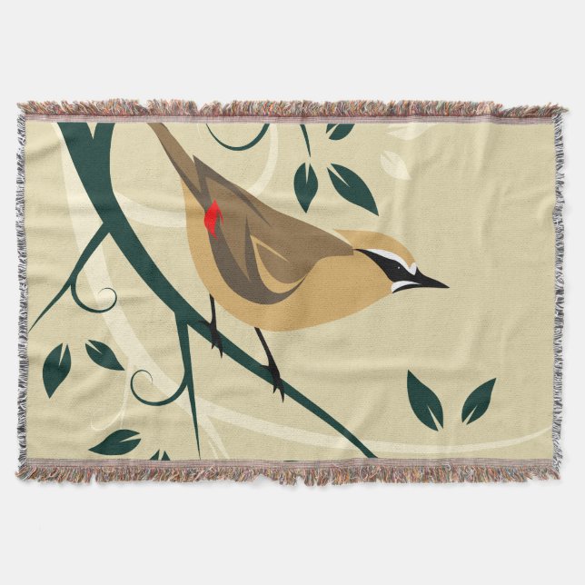 Waxwing Bird Blanket (Front)