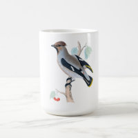 Waxwing bird vintage art coffee mug