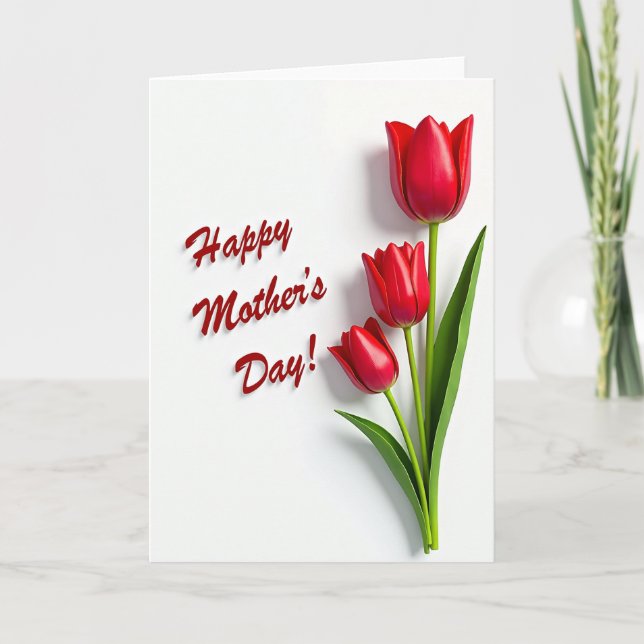 Waxy Red Blooms Mothers Day Card (Front)