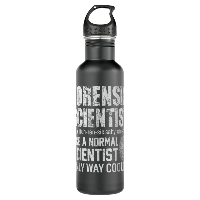Way Cooler Forensic Scientist Science Investigator Stainless Steel Water Bottle (Front)