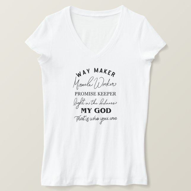 Way Maker Christian V-Neck T-shirt (Design Front)