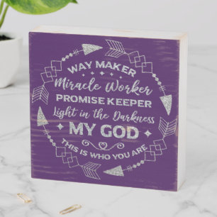 Way Maker God Christian Farmhouse Wooden Box Sign
