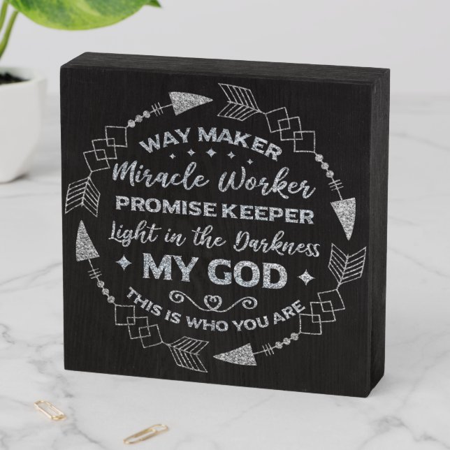 Way Maker God Christian Farmhouse Wooden Box Sign (In Situ Horizontal)