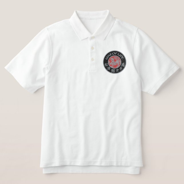 Way Of Life Shotokan Dark Logo Embroidered Polo (Design Front)