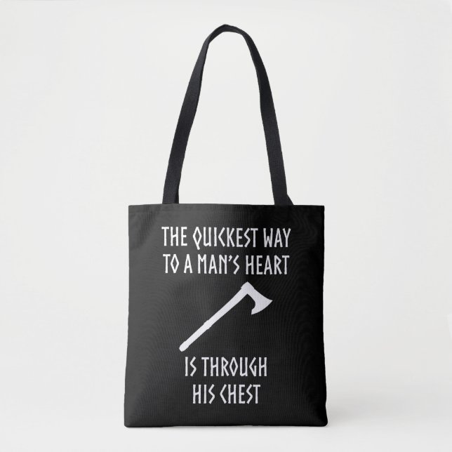 Way To A Man's Heart Funny Viking Medieval Tote Bag (Front)
