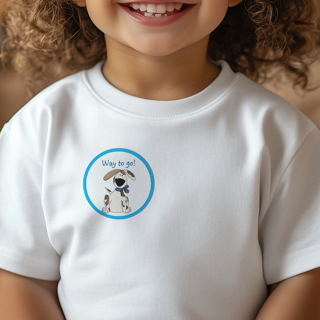 Way To Go Cute Speckled Pup Reward Classic Round Sticker (Way To Go Cute Speckled Pup Reward Classic Round Sticker)
