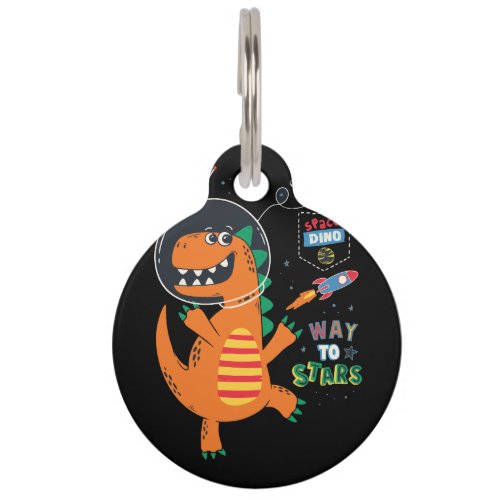 way to stars dinosaur in space design for kids tsh pet ID tag