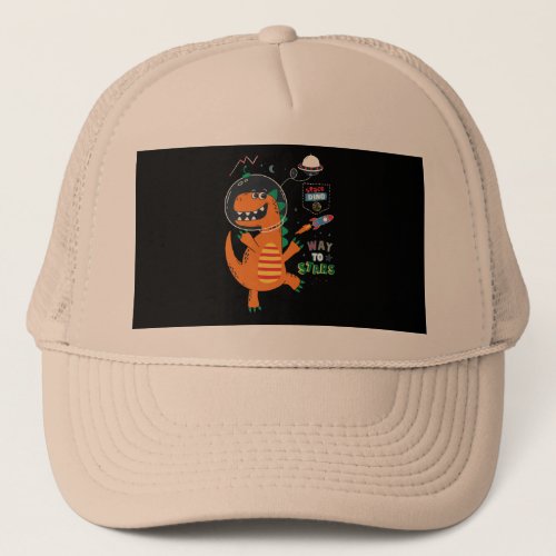 way to stars dinosaur in space design for kids tsh trucker hat