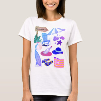 Way to the Beach – Summer Vacation Clipart Design T-Shirt