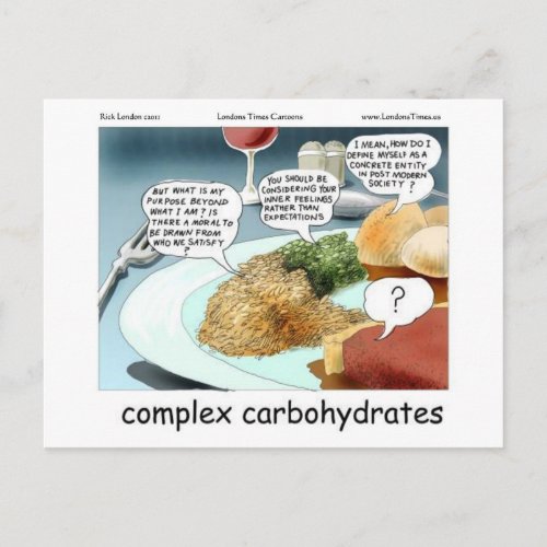 Way Too Complex Carbohydrates Funny Gifts  Tees Postcard