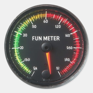 Way Too Much Fun Meter Classic Round Sticker