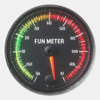 Way Too Much Fun Meter Classic Round Sticker