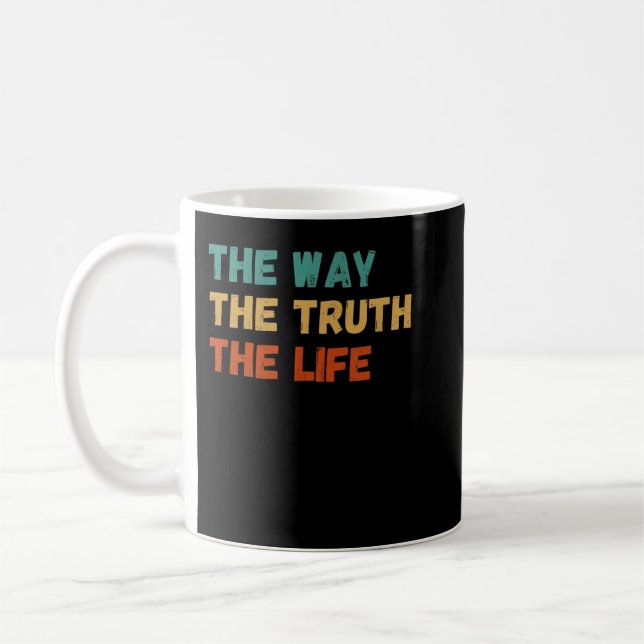 Way, Truth, and Life - Retro Jesus Christian Bible Coffee Mug (Left)